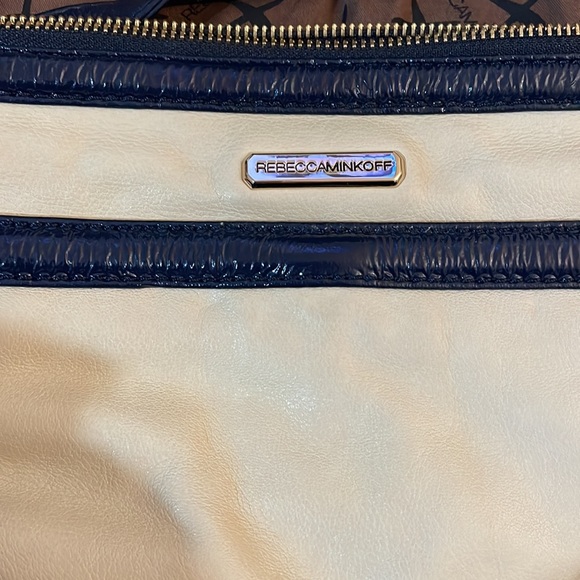 Rebecca Minkoff Large Leather Creme/Navy Mac Bag - Picture 6 of 8